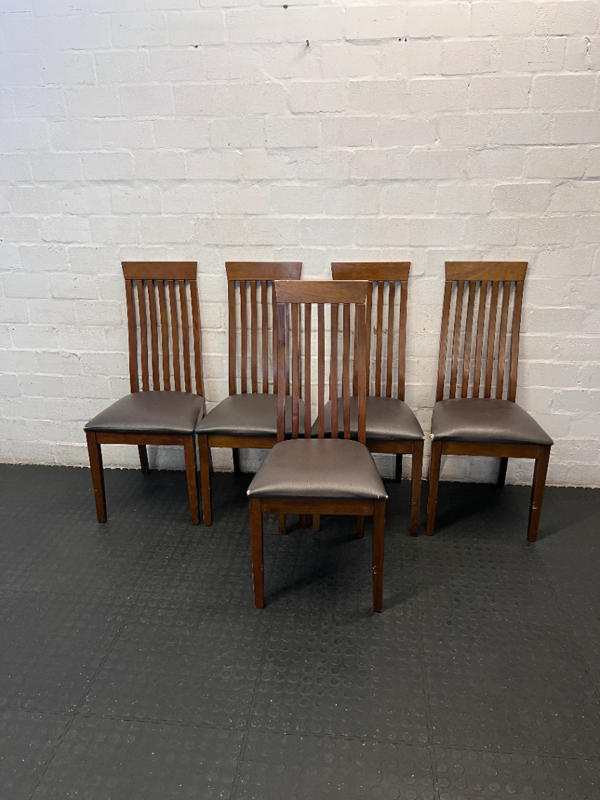 Set of 5 High-Back Slat Dining Chairs - Minor Wear & Scuffs - 2ndhandwarehouse.com