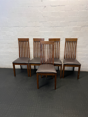 Set of 5 High-Back Slat Dining Chairs - Minor Wear & Scuffs - 2ndhandwarehouse.com