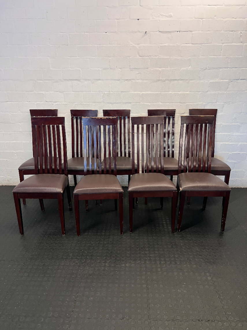 Set of 6 Coricraft Dark Brown Dining Chairs - Visible Surface Wear - 2ndhandwarehouse.com