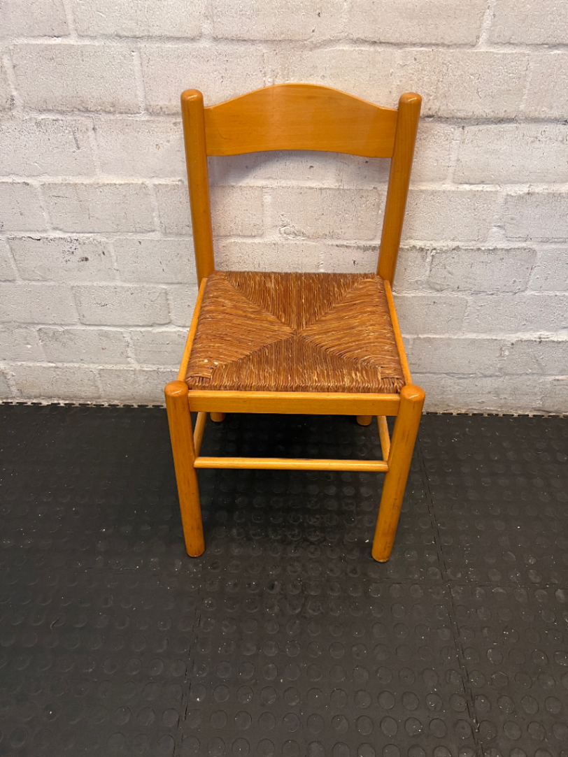 Set of 6 Woven Seat Dining Chairs - Well Used, Wood Scuffing & Worn Seats - 2ndhandwarehouse.com