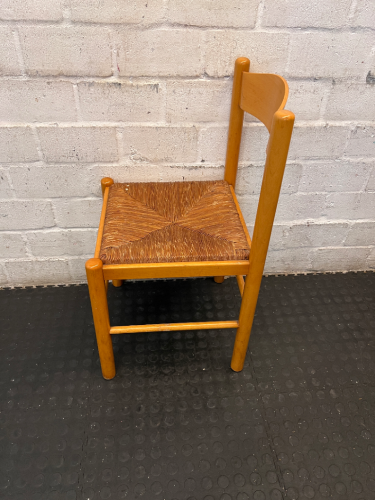 Set of 6 Woven Seat Dining Chairs - Well Used, Wood Scuffing & Worn Seats - 2ndhandwarehouse.com