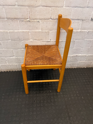 Set of 6 Woven Seat Dining Chairs - Well Used, Wood Scuffing & Worn Seats - 2ndhandwarehouse.com
