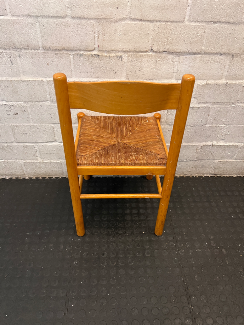 Set of 6 Woven Seat Dining Chairs - Well Used, Wood Scuffing & Worn Seats - 2ndhandwarehouse.com