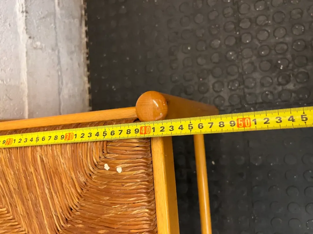 Set of 6 Woven Seat Dining Chairs - Well Used, Wood Scuffing & Worn Seats - 2ndhandwarehouse.com