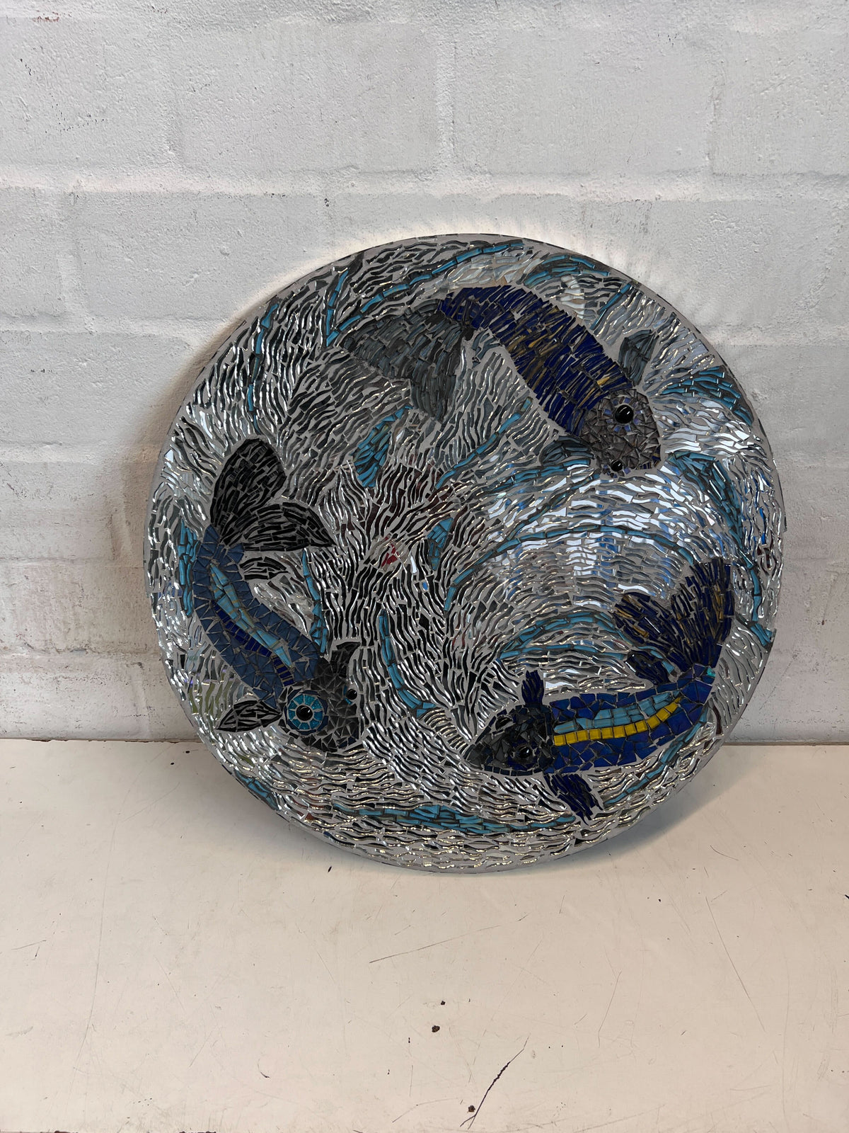 Shimmering Fish Mosaic Wall Art Decor