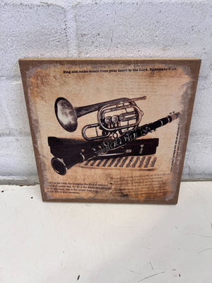 Sing and Make Music Ephesians 5:19 Vintage Instruments Canvas Art