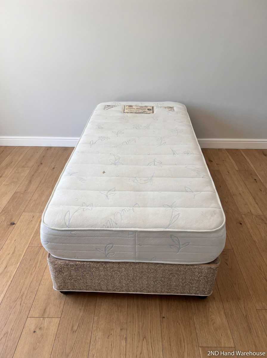 Single Bed and Base Set in Patterned Fabric - 2ndhandwarehouse.com