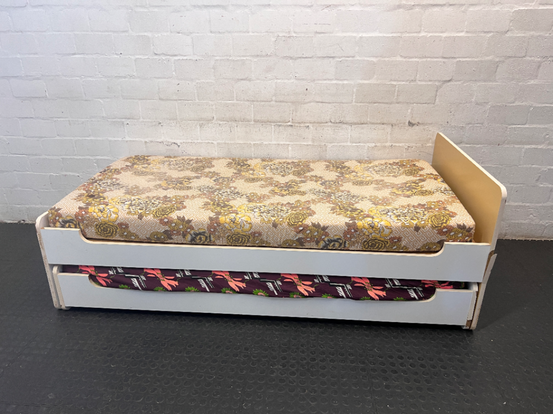 Single Bed with Pull-Out Trundle and Mattresses — Well Used Condition - 2ndhandwarehouse.com
