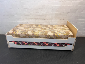 Single Bed with Pull-Out Trundle and Mattresses — Well Used Condition - 2ndhandwarehouse.com