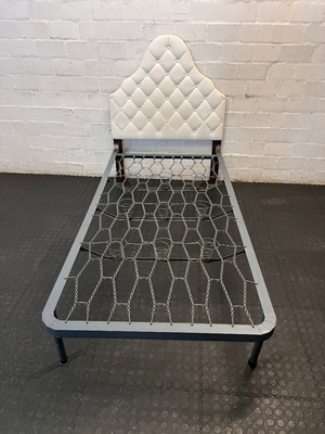 Single Metal Bed and Tufted Headboard - Fair Condition - 2ndhandwarehouse.com