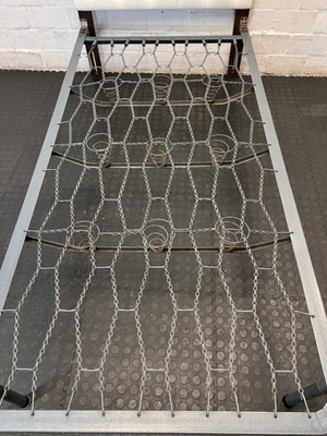 Single Metal Bed and Tufted Headboard - Fair Condition - 2ndhandwarehouse.com