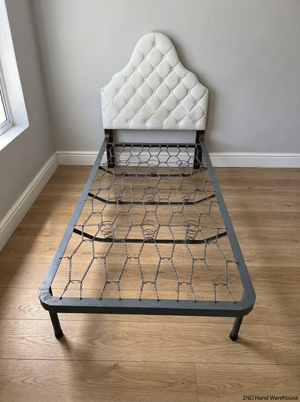 Single Metal Bed and Tufted Headboard - Fair Condition - 2ndhandwarehouse.com