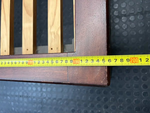 Slat-Back Dark Wood Queen Bed Frame — Very Good Condition
