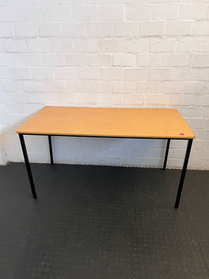 Sleek Black Metal and Light Wood Writing Desk - Minor Scuffs