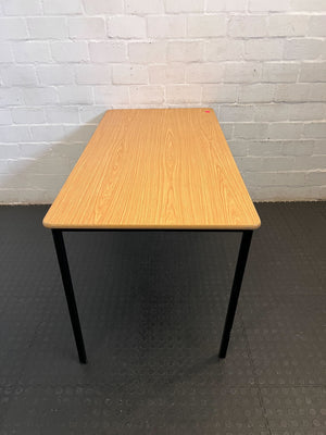 Sleek Black Metal and Light Wood Writing Desk - Minor Scuffs