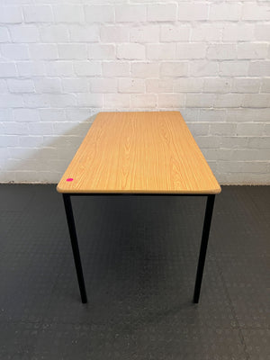 Sleek Black Metal and Light Wood Writing Desk - Minor Scuffs