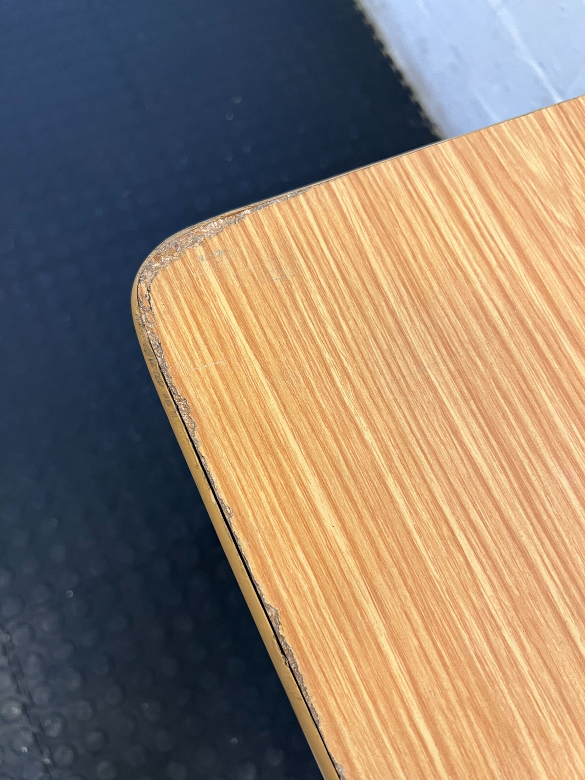 Sleek Black Metal and Light Wood Writing Desk - Minor Scuffs