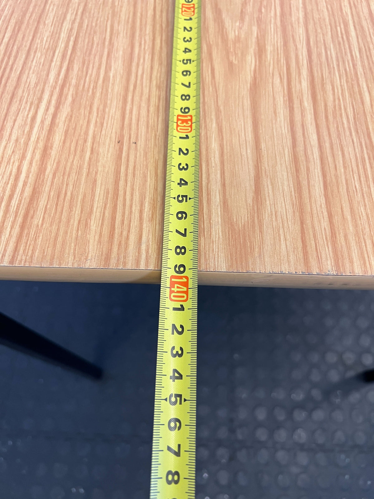 Sleek Black Metal and Light Wood Writing Desk - Minor Scuffs