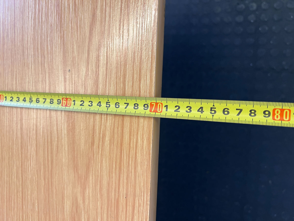 Sleek Black Metal and Light Wood Writing Desk - Minor Scuffs