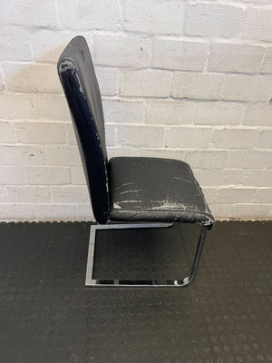 Sleek Black Velvet Dining Chair with Metal Frame and removable cover- Fabric Wear under cover - 2ndhandwarehouse.com