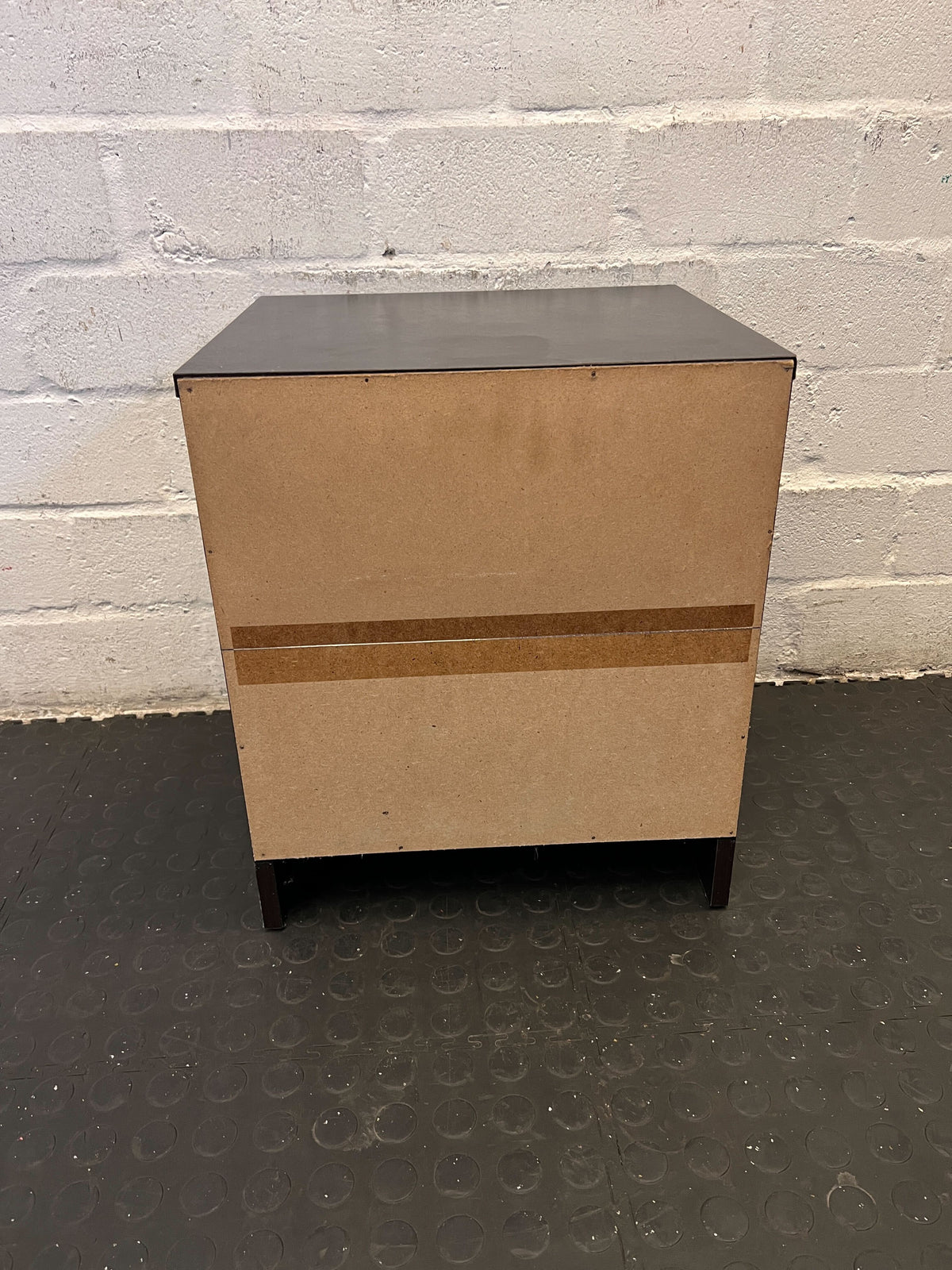 Sleek Black Wooden Nightstand with Drawer and Open Storage