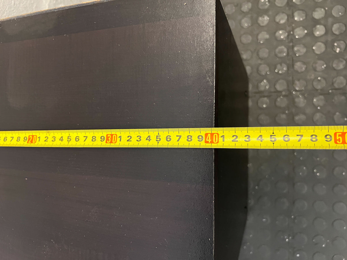 Sleek Black Wooden Nightstand with Drawer and Open Storage