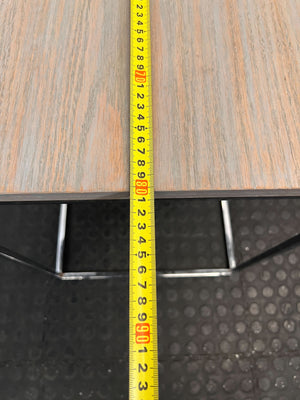 Sleek C-Shape Sofa Side Table - Wood & Metal Design