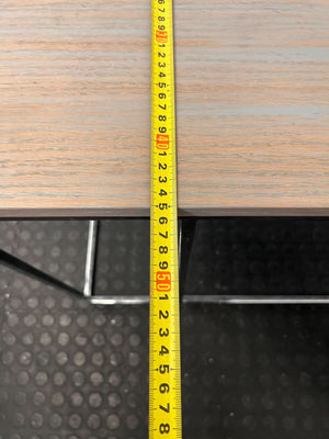 Sleek C-Shape Sofa Side Table - Wood & Metal Design