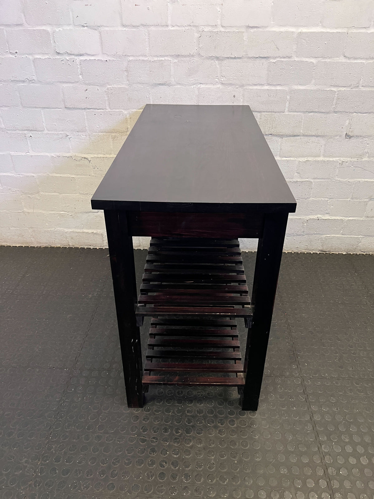 Sleek Dark Wood 2-Tier Storage Bench | Shoe Rack - 2ndhandwarehouse.com