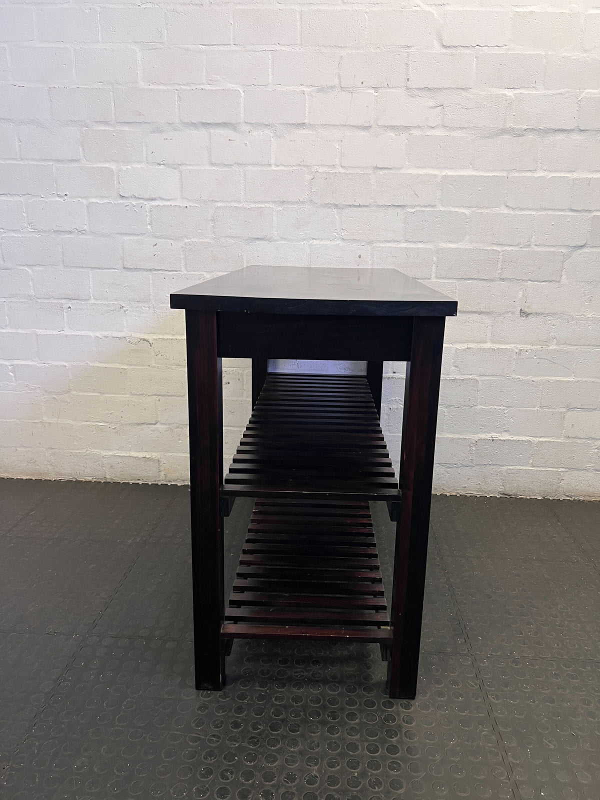 Sleek Dark Wood 2-Tier Storage Bench | Shoe Rack - 2ndhandwarehouse.com