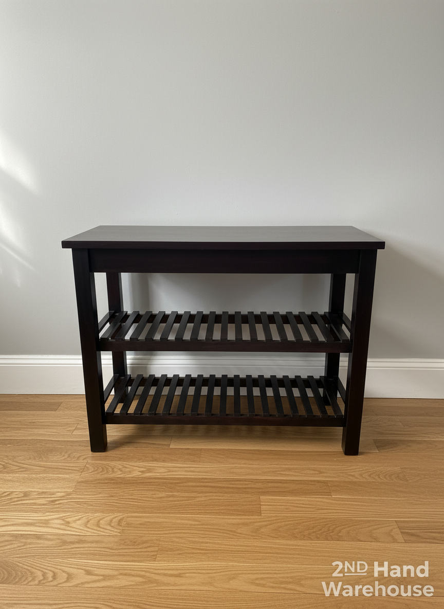 Sleek Dark Wood 2-Tier Storage Bench | Shoe Rack - 2ndhandwarehouse.com