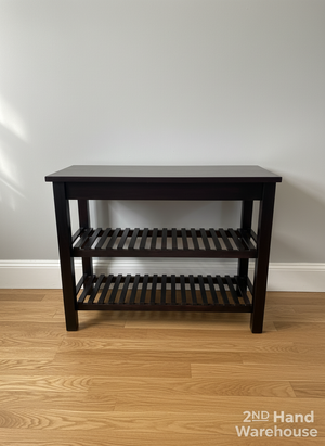 Sleek Dark Wood 2-Tier Storage Bench | Shoe Rack - 2ndhandwarehouse.com