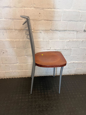 Sleek Metal & Wood Dining Chair - 2ndhandwarehouse.com