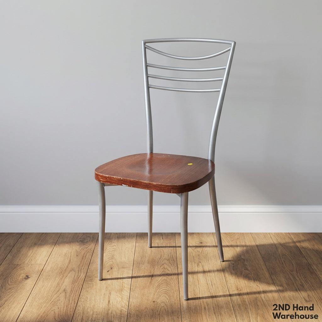 Sleek Metal & Wood Dining Chair - 2ndhandwarehouse.com