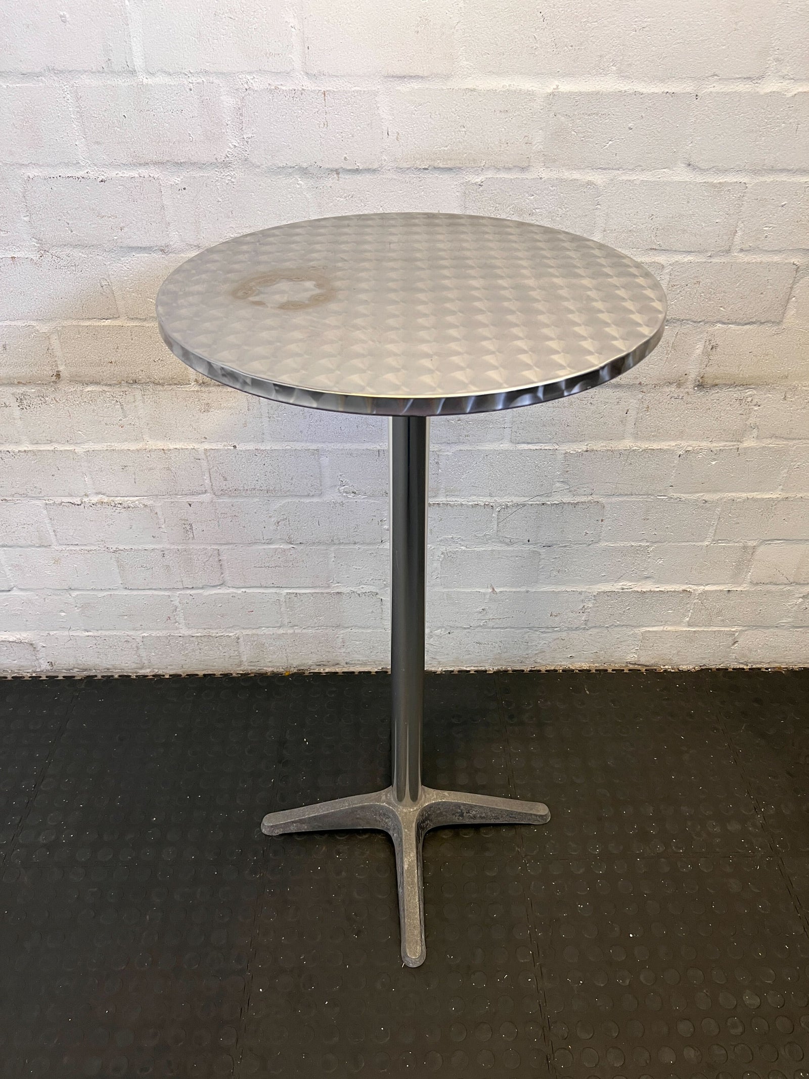 Sleek Modern Chrome Bar Table with Circular Top