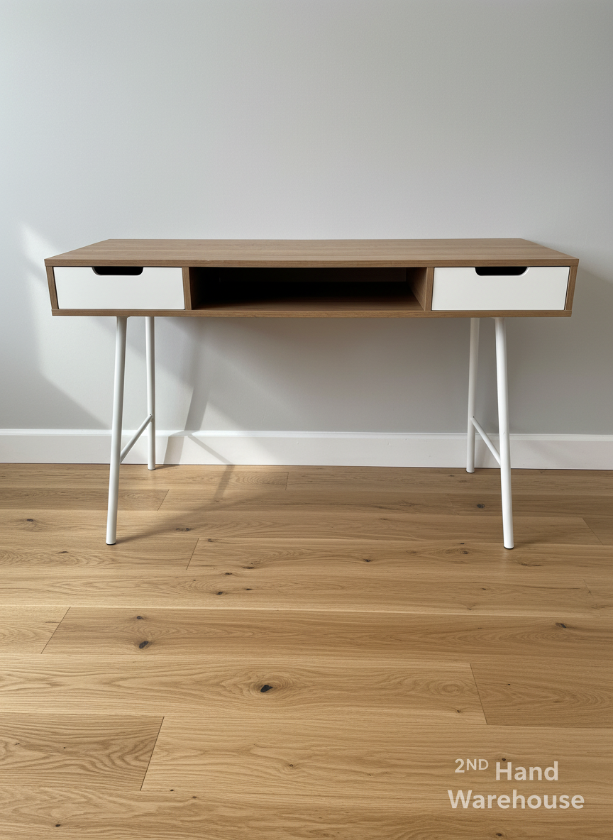 Sleek Modern Desk with Drawers & Open Shelf