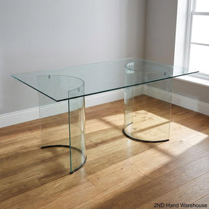 Sleek Modern Glass Dining & Conference Table - 2ndhandwarehouse.com