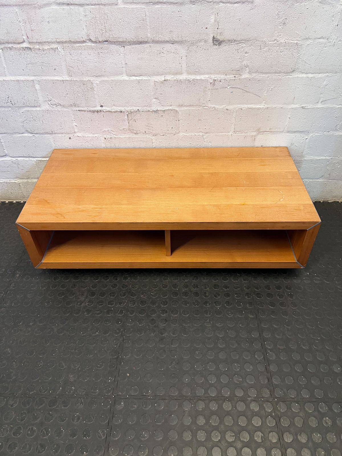 Sleek Modern Wood Coffee Table & Media Console with Angled Design - REDUCED