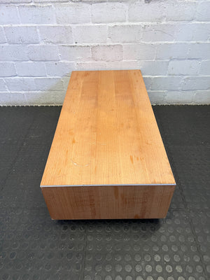 Sleek Modern Wood Coffee Table & Media Console with Angled Design - REDUCED