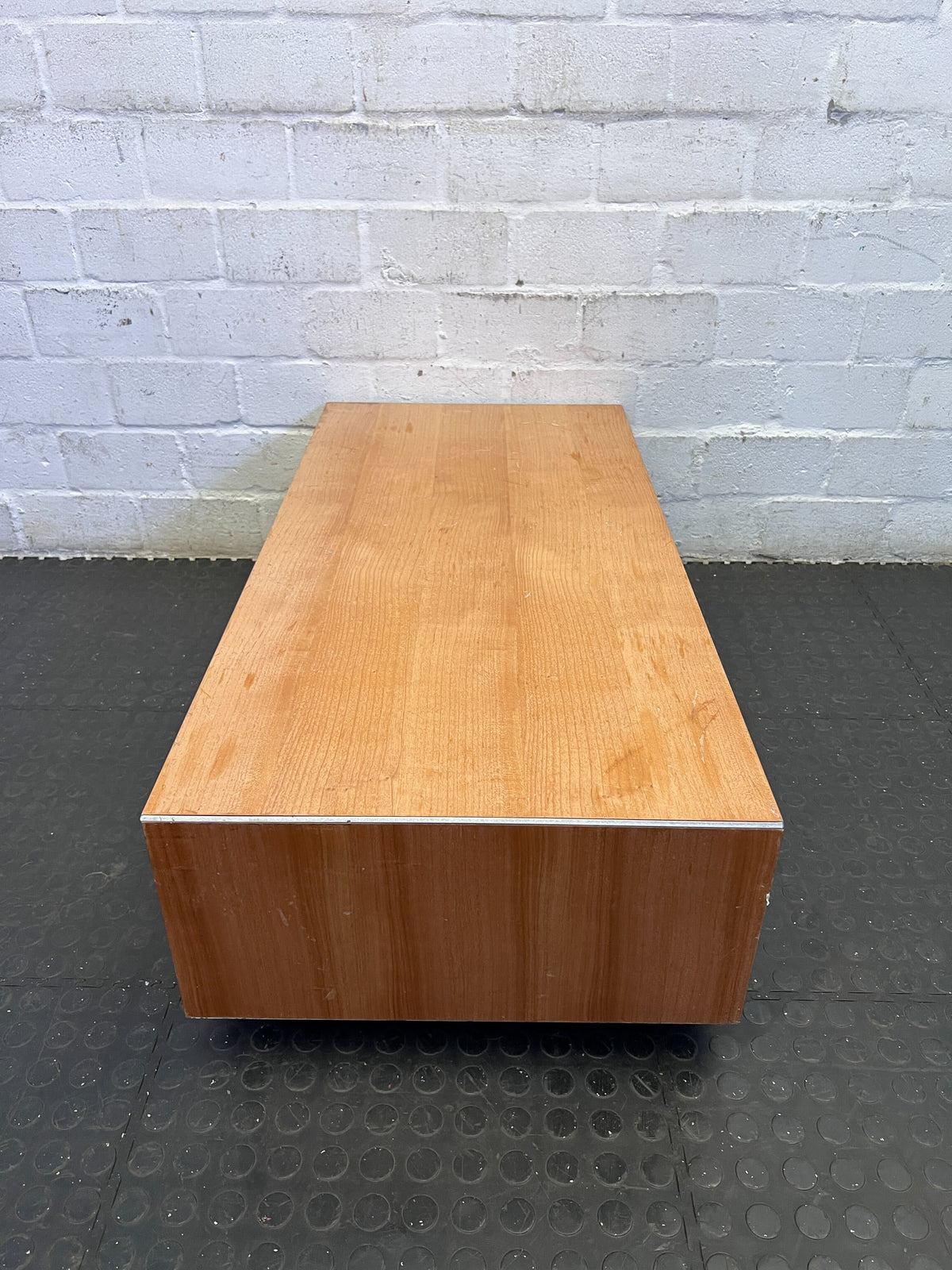 Sleek Modern Wood Coffee Table & Media Console with Angled Design - REDUCED