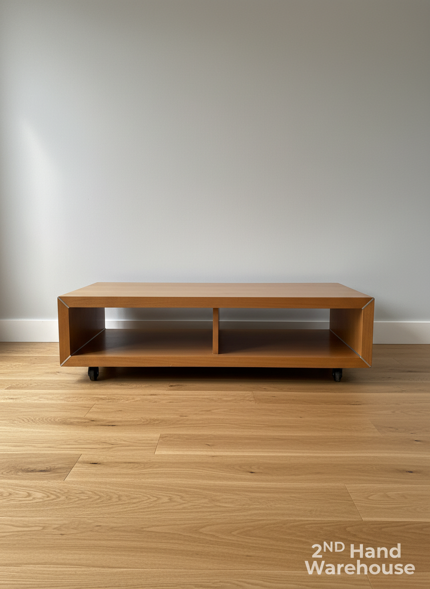 Sleek Modern Wood Coffee Table & Media Console with Angled Design