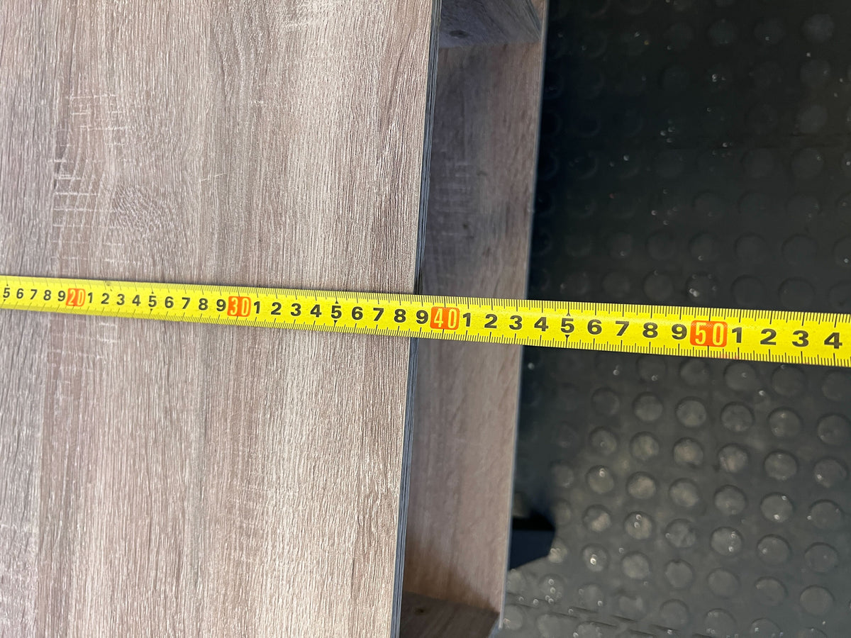 Sleek Oak Wood TV Stand with Black Legs - Minor Scratches - REDUCED