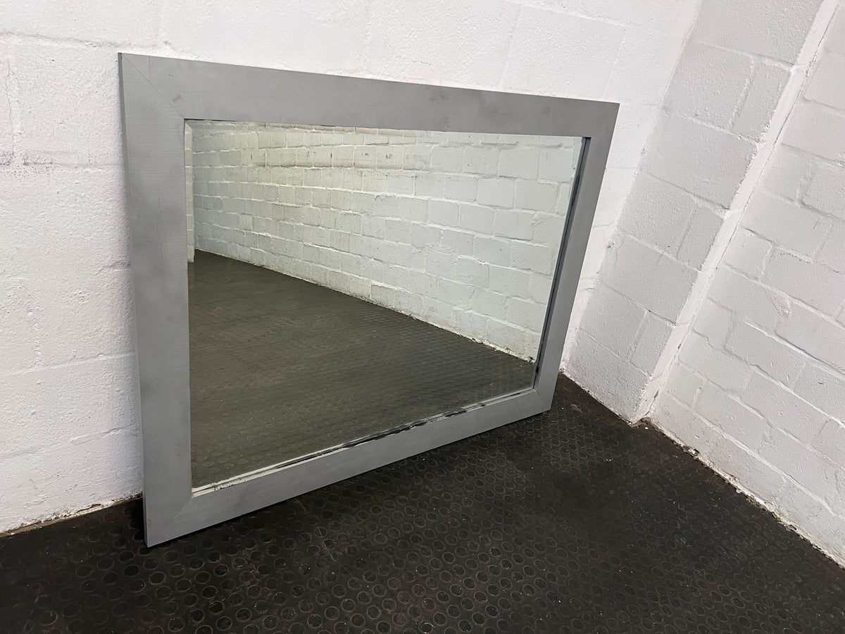 Sleek Silver Framed Wall Mirror Bevelled– Minimalist Style, Minor Scratches 133 x 102cm