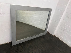 Sleek Silver Framed Wall Mirror Bevelled– Minimalist Style, Minor Scratches 133 x 102cm