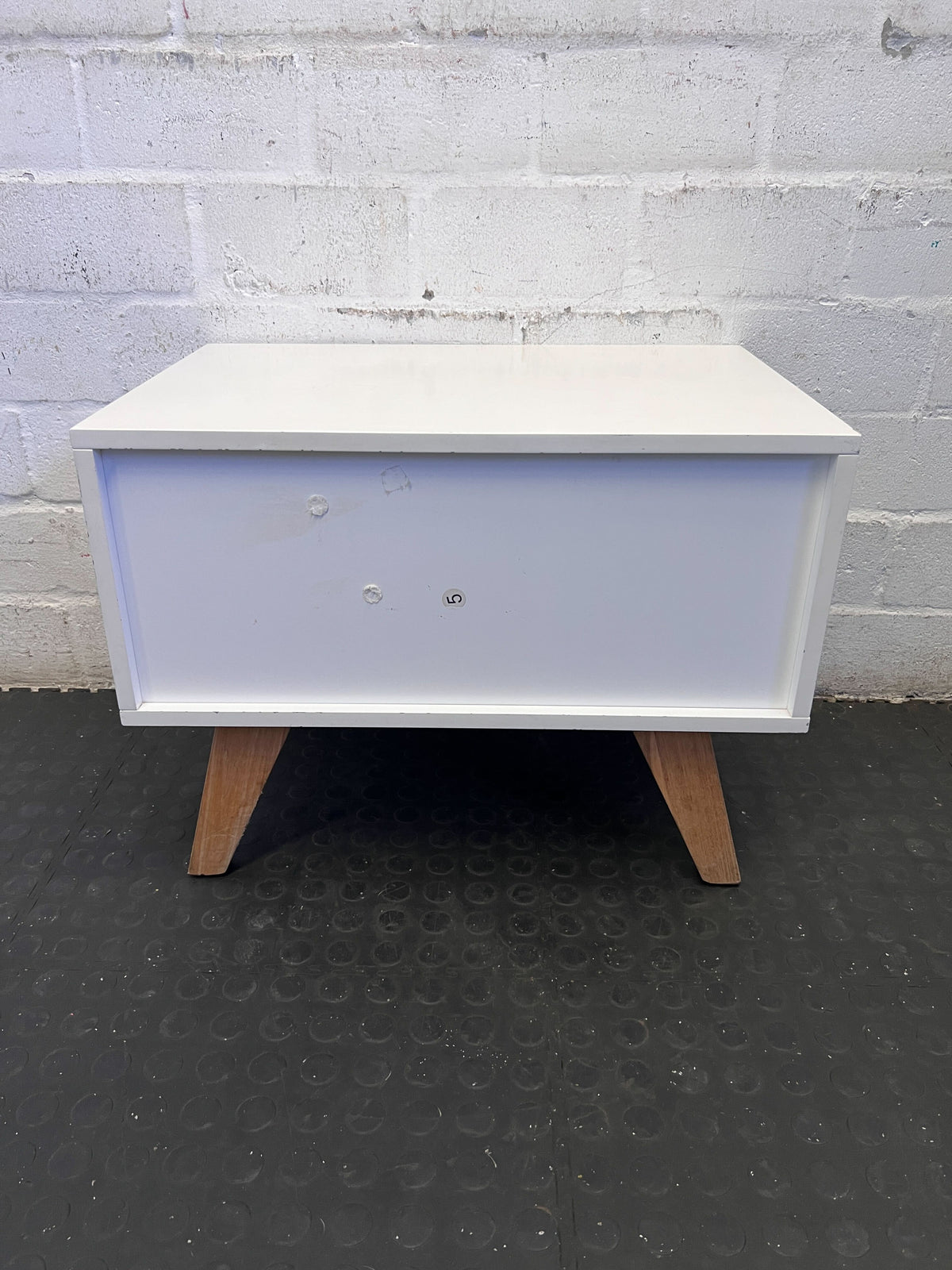 Sleek White 2-Drawer Nightstand with Tapered Wood Legs