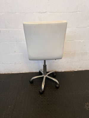 Sleek White Faux Leather Office Chair with Chrome Base – Minor Marks