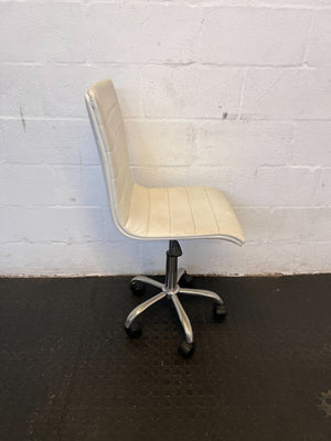 Sleek White Faux Leather Office Chair with Chrome Base – Minor Marks