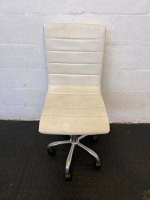 Sleek White Faux Leather Office Chair with Chrome Base – Minor Marks