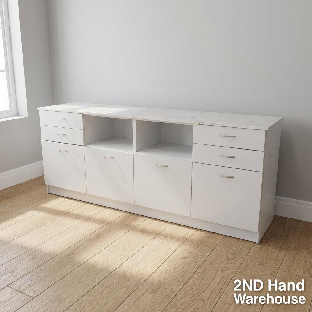 Sleek White Multi-Storage Sideboard Credenza ✨ - 2ndhandwarehouse.com