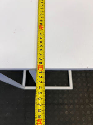 Sleek White Square Side Table with Metal Frame – Minor Wear